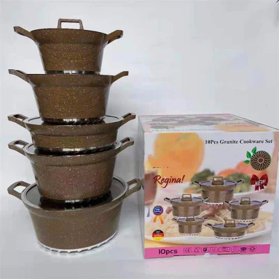 10PCS Eco-Friendly Coating Aluminum Ketchen Soup Cooking Pots Ceramic Casserole Nonstick Cookware Sets
