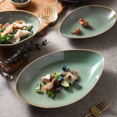 High Quality Ceramic Irregular Dish Plates Restaurant Hotel Porcelain Unique Creative Dinnerware Set