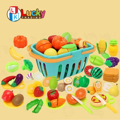 Cutting Play Food Toy for Kids Kitchen, Pretend Fruit &Vegetables