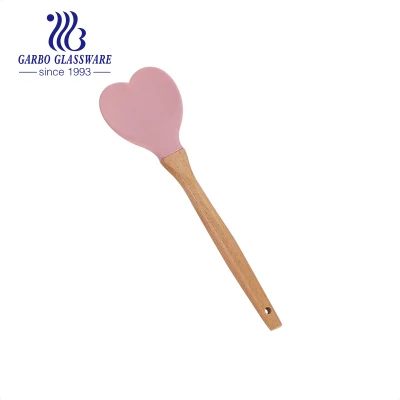 Kitchen Cookware Heart Spoon Silicone Plastic Handle Cooking Utensils Spatula Mixing Slotted Spoon Ladle Cooking Tools