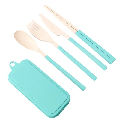 Creative Wheat Straw Folding Knife, Fork, Spoon, Chopsticks, Student Portable Tableware Set