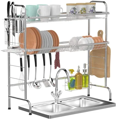 Sink Kitchen Plate Rack Stand 201 Stainless Steel Organizer Tableware Drainer Dish Drying Rack