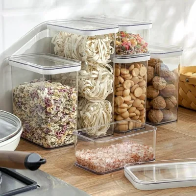 0.9 L Airtight Food Storage Containers Plastic Kitchen and Pantry Organization Canisters for Cereal