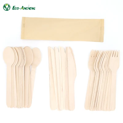 160mm Factory Price Disposable Wooden Cutlery Knife Fork Spoon Tableware