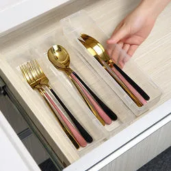 Multi-Purpose Combinations Acrylic Clear Tableware Tray 3piece Set Plastic Kitchen Drawer Organizer