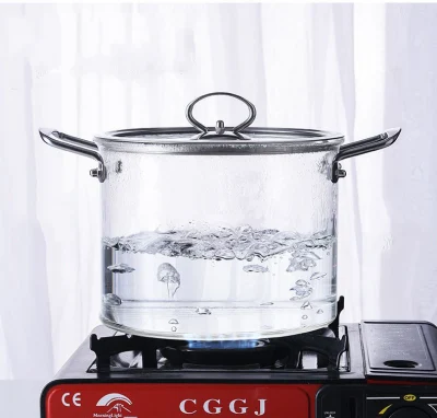  Glass Cookware Sets Soup Pot Glass Borosilicate Glass Cooking Pot with Glass Cover and Stainless Steel Handle