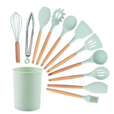 Silicone Kitchen Utensils Set with Holder Cooking Utensils Set for Nonstick Cookware
