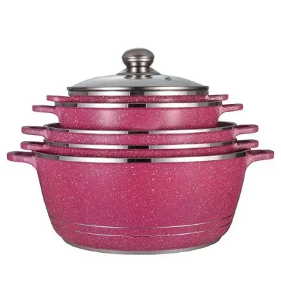 Factory OEM 10PCS Aluminum Kitchen Cook Ware Casserole with Glass Lid Durable & Oven Granite Nonstick Cookware Set