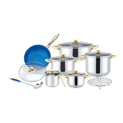 14 PCS Stainless Steel Nonstick Pots and Pans Camping Cooking Kitchen Cookware Set