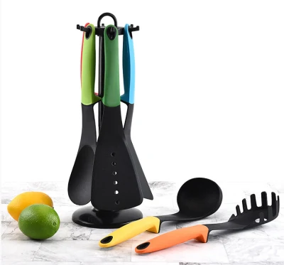 Amazon Colorful 6PCS Nylon Kitchen Utensils Set Non-Stick Spatula Soup Spoons Cooking Tools