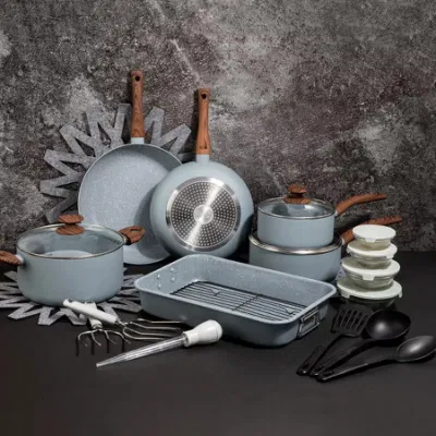 28PCS Luxury Granite Cookware Set Nonstcik Roaster Cooking Pan and Pot Set with Roaster Tools
