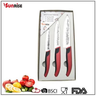 Cookware 3PCS Ceramic Knife Set with Plastic Handle (KCK126)