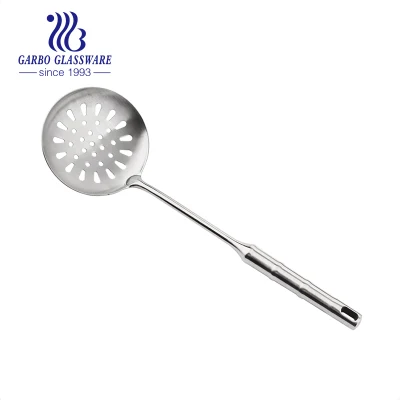High Quality Cooking Stainless Steel Kitchen Tools Kitchen Utensils Set Silver Soup Ladle Slutted Turner with Decor in Handle From China Factory