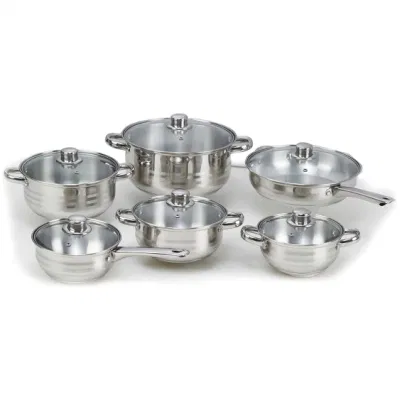 12PCS Classic Stainless Steel Induction Cookware Set with 9ply Bottom, Including Saucepan, Fry Pan, Casseroles for Home Kitchen Healthy Cooking
