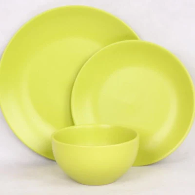 16PCS Matte Yellow Ceramic Dinner Set for Wedding and Banquet