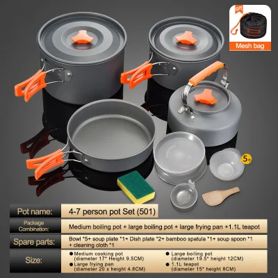 Nb-Favour Outdoor Cookware Kettles Portable Pots Pans Camping Cookware Set