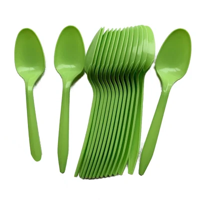 Light Green Plastic Tableware Disposable Spoon Birthday Party Set