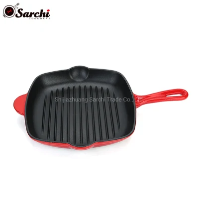 11 Inch Square Cast Iron Griddle Frying Pan Enameled Cast Iron Grill Pan Cookware