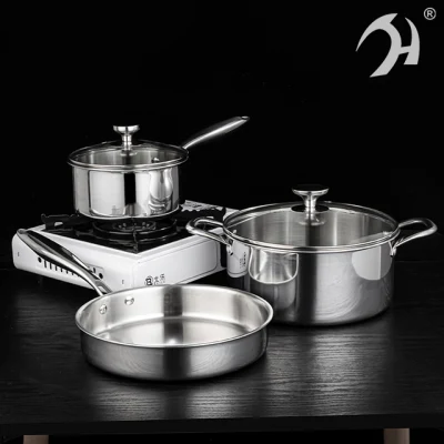 2024 New Luxury Stainless Steel Cooking Set Gas Stove Kitchen Appliance Cookware Set