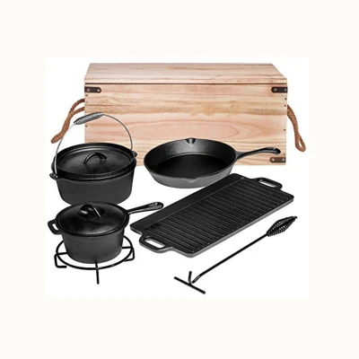 7-Piece Cast Iron Camping Cookware Sets