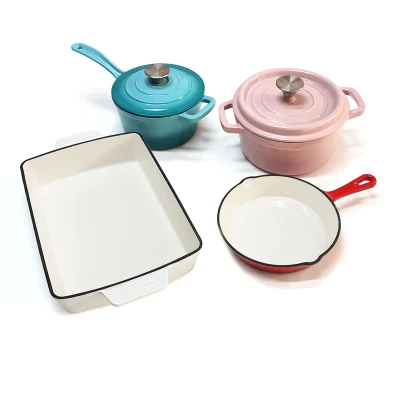 Enameled Cast Iron Dutch Oven - 5qt Dutch Oven Pot with Lid and Steel Knob - Cast Iron Cookware with Loop Handles