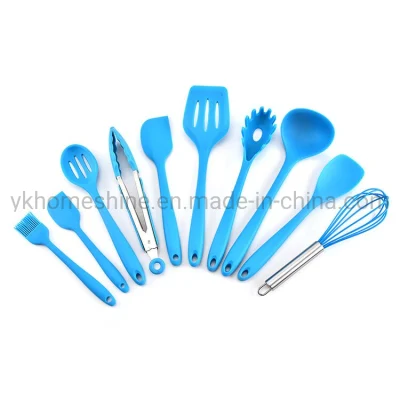  High Quality Colorful Silicone Kitchen Utensils Nonstick Cookware 10PCS Silicone Kitchen Tool with Colour Box