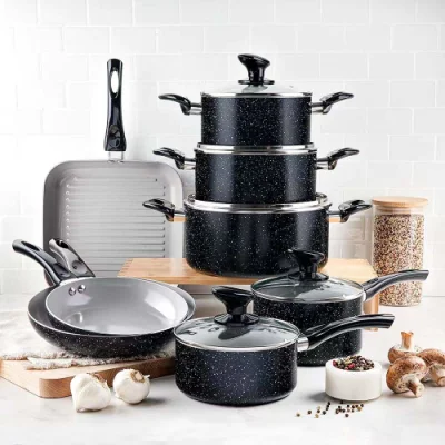Granite Non Stick Cooking Pot Cookware Casseroles Set Forged Aluminum Cookware