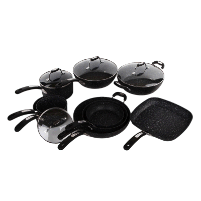 13 Pieces Granite Coated Cookware Set Nonstick Aluminum Cooking Sets with Grill Pan