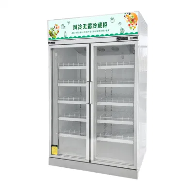 Glass Door Energy Saving Air Cooling Food Fresh and Drinks Refrigeration Upright Display Storage Locker LC-1260 (F)