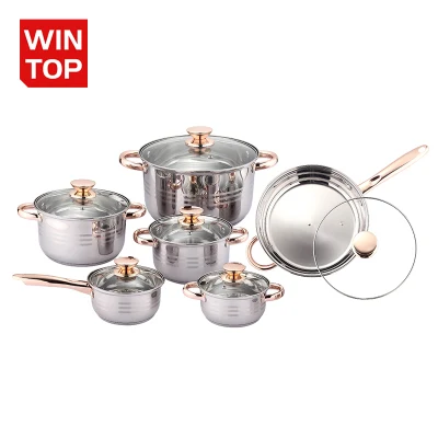 12 PCS Kitchenware Frying Pan Non Stick Cooking Pot Stainless Steel Cookware Set