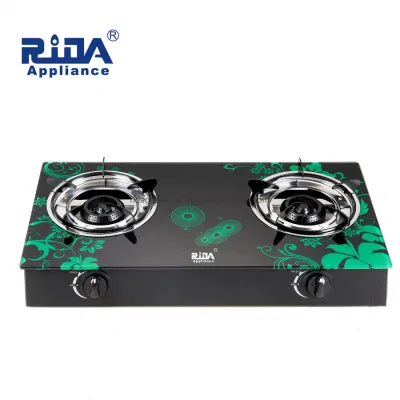 Popular Kitchen Utensils Gas Cooking Stove Electronic Ignition Tempered Glass 2 Burner Gas Cooker