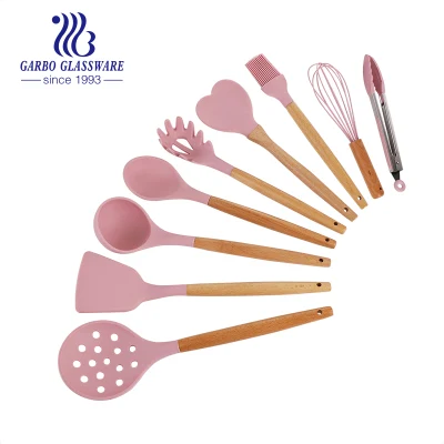 Best Gadget Kitchen Cooking Tools Camping 9PCS Silicone Kitchen Utensil Set with PC Handle