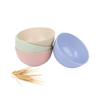 Biodegradable Tableware Lightweight Unbreakable Cereal Microwave Safe Wheat Straw Fiber Dessert Soup Rice Plastic Bowl Sets
