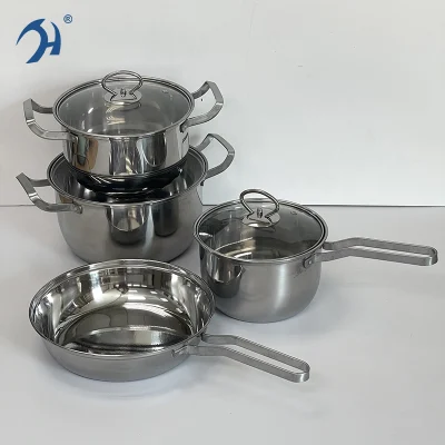 2024 Hot Sale Stainless Steel 4PCS Kitchen Appliances Cookware Set with Glass Lid