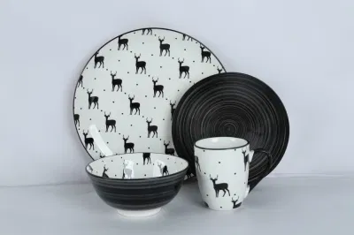 Ceramic Dinnerware Sets for Kids 3D Printed Animal Pattern Cartoon Dinner Sets Ceramic Tableware Bowl Mugs and Plate