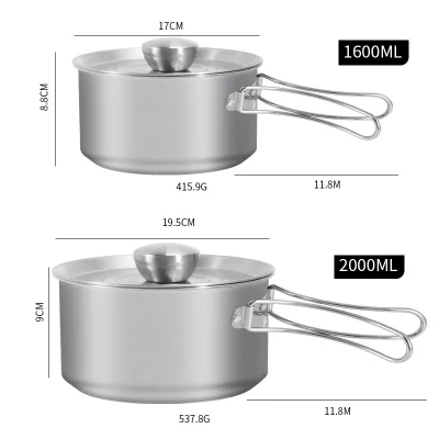 6 Piece Outdoor Cookware Set Stainless Steel 304 Cooking Pots Camp Travel Picnic Kitchenware Saucepans Casserole Cook Ware