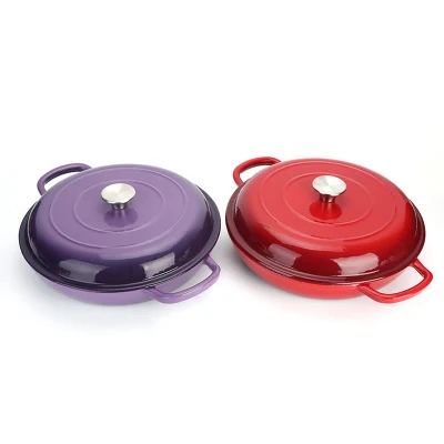New Design Enameled Large Shallow Cookware Cast Iron Cooking Pot