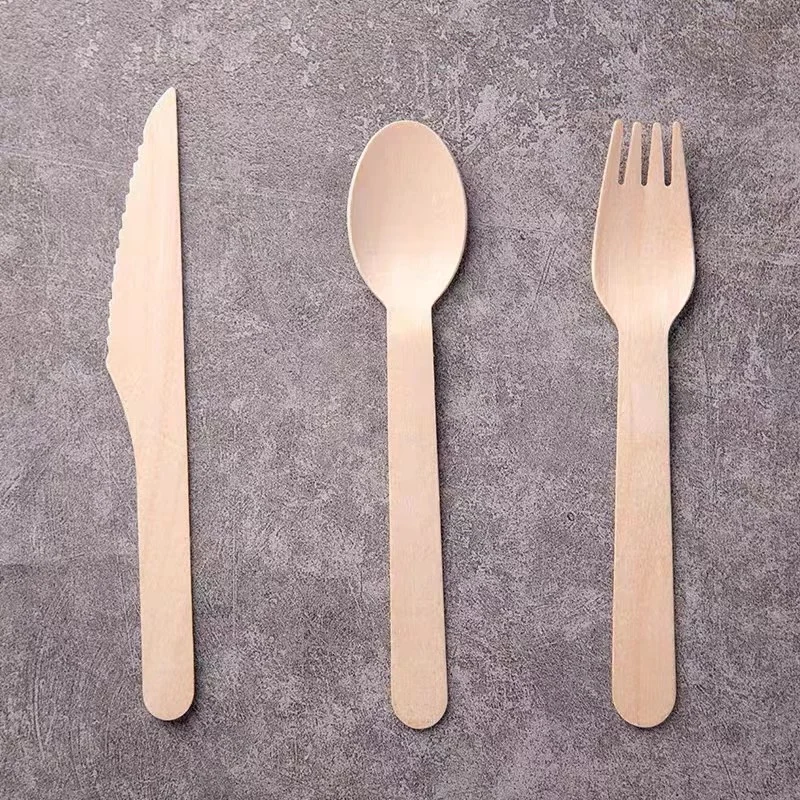 Biodegradable Natural Food Grade Birch Wood Tableware for Lunch Wooden Forks for Cooking Set for Kitchen Honey Salad Dessert Dinner Tableware Wooden Cutlery