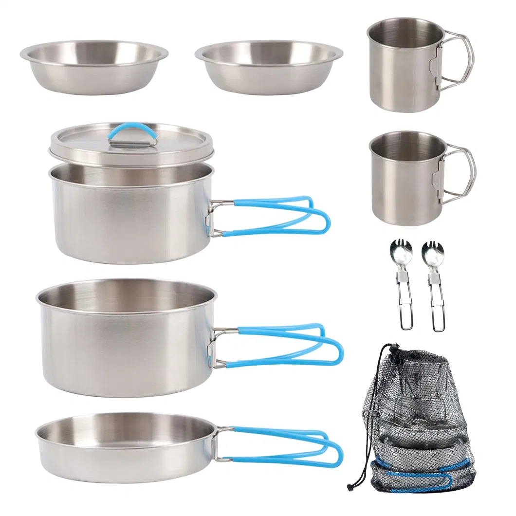 Stainless Steel Mess Kit Backpacking Gear Lightweight Outdoor Hiking Camping Cookware Set