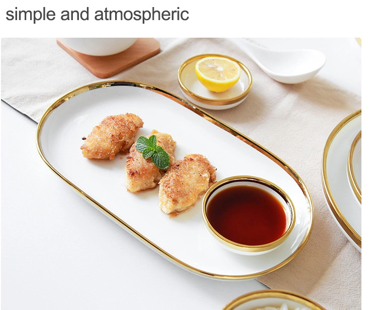 Nordic Gold Rim Best Ceramic Dishes &amp; Plates Pearl White Porcelain Vs Ceramic Dinnerware Sets for Dinner