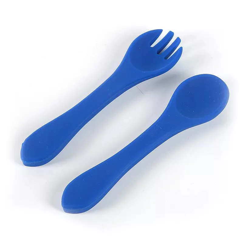 BPA Free Silicone Baby Tableware Spoon and Fork Sets for Kid