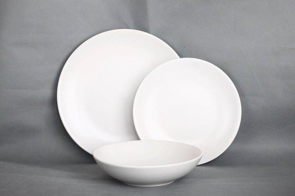 18PCS Matte White Ceramic Dinner Set for Wedding and Banquet