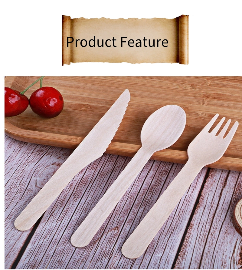 100/150/200PCS Wooden Forks Spoons Cutters Set Disposable Wood Cutlery Utensils Tableware