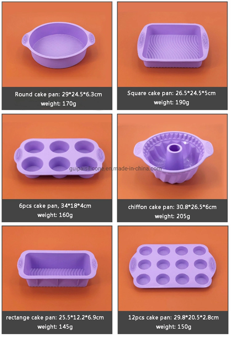 6PCS Silicone Bakeware Set Cake Tools Cookie Sheet Silicone Cake Molds Baking Pan Set for Muffin Loaf Bread Pizza