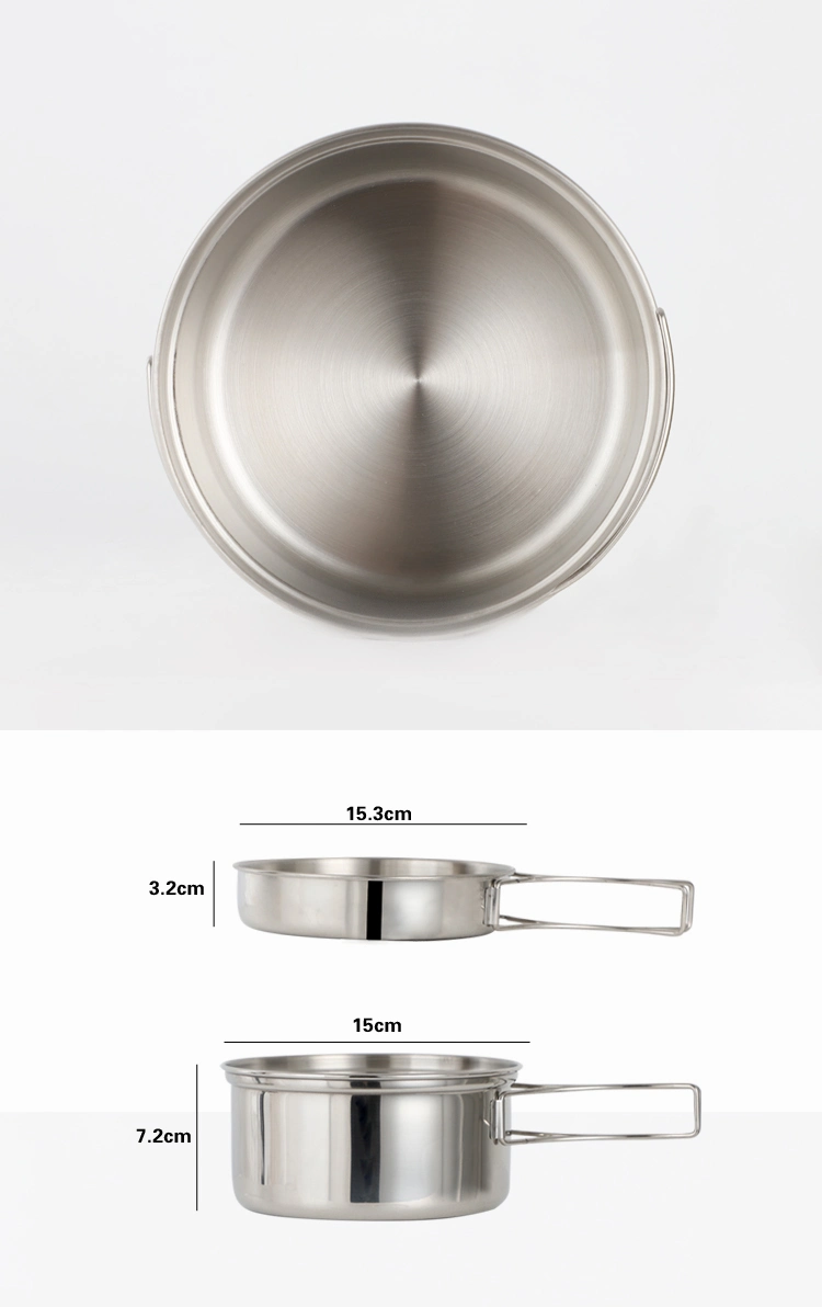 Cooking Utensils Stainless Steel Camping Pot 18/8 Camping Cookware Set