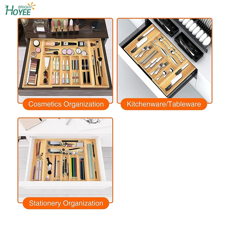 Bamboo Adjustable Utensil Drawer Organizer