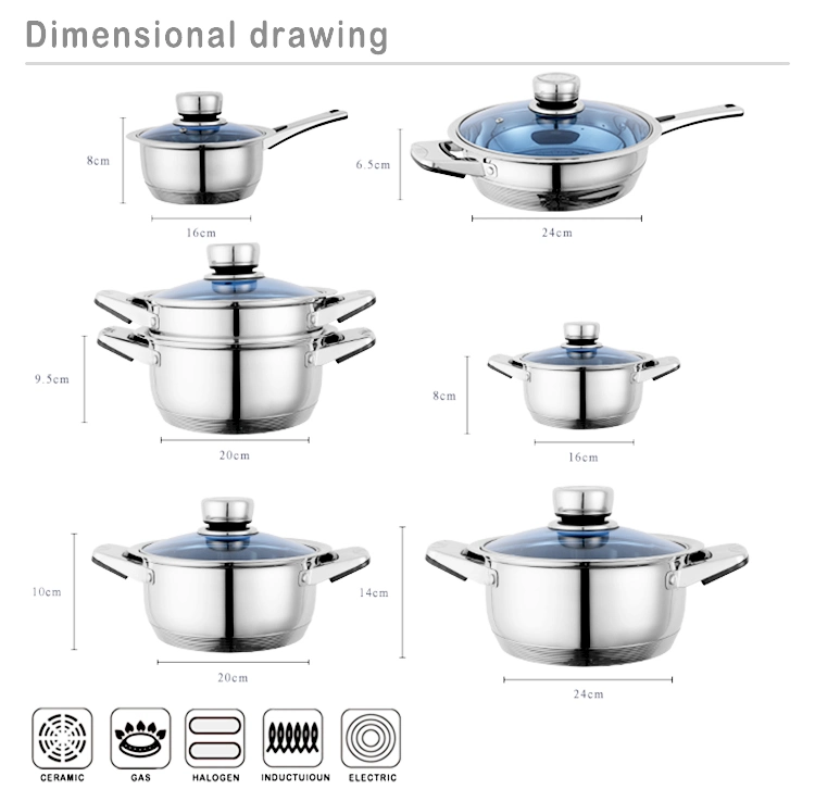OEM South Africa Senegal Hot 16 24PCS Cooking Pot Stainless Steel Cookware Set