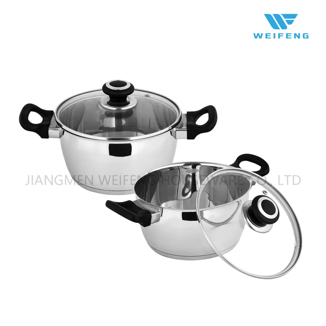 8 PCS Conical Shape Stainless Steel Cookware with Black Color Bakelite Handle Cookware Set