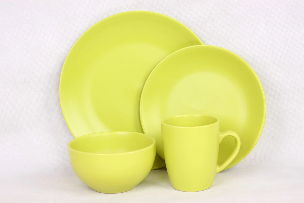 16PCS Matte Yellow Ceramic Dinner Set for Wedding and Banquet