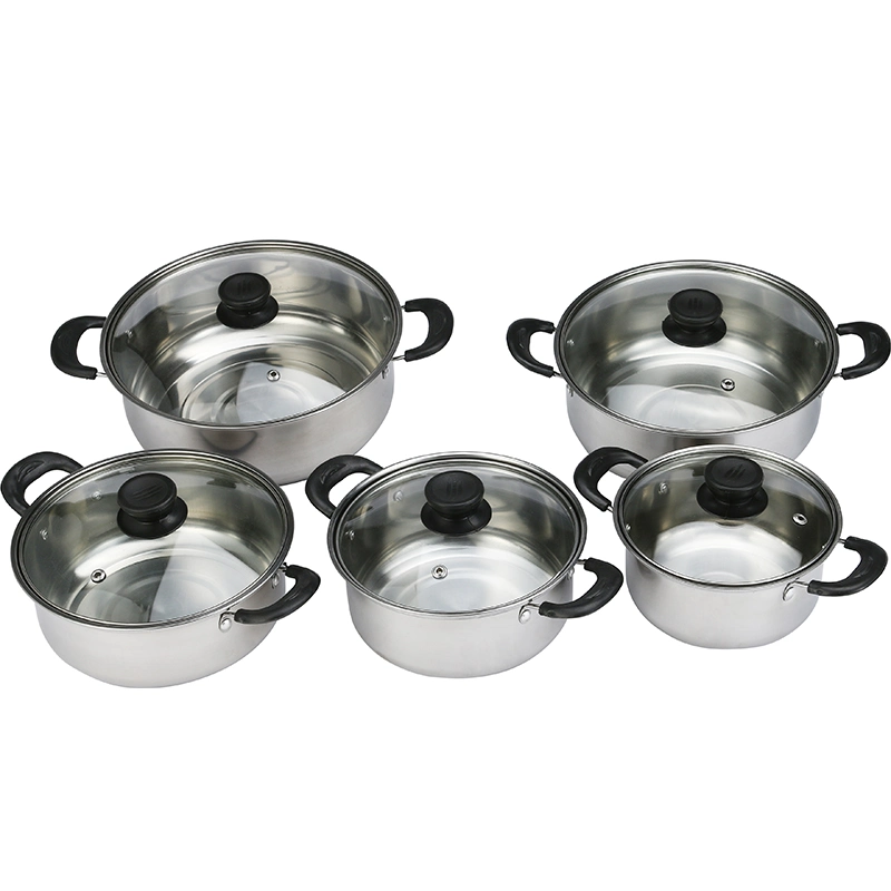 Kitchen Cookware Pots Set Stainless Steel Casseroles Soup Pot with Glass Cover